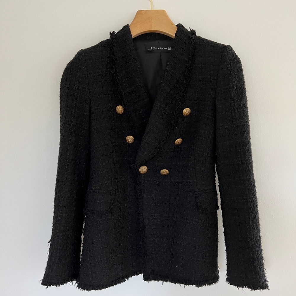 Black Zara blazer gold buttons xs